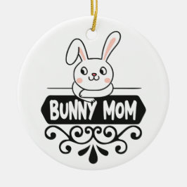 Foto på Cute Bunny mamma kanin älskare Julgransprydnad Keramik