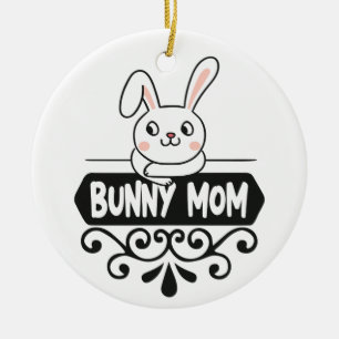 Foto på Cute Bunny mamma kanin älskare Julgransprydnad Keramik