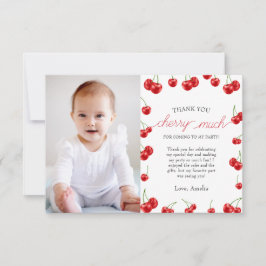 Foto på Cute Cherry Girl Berry First Födelsedagsfe Tack Kort