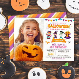 Foto på Cute Girl Kids Halloween Födelsedagsfest Inbjudningar