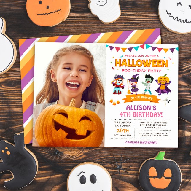 Foto på Cute Girl Kids Halloween Födelsedagsfest Inbjudningar (Skapare uppladdad)