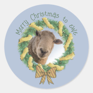 Foto på Cute God jul får Runt Klistermärke