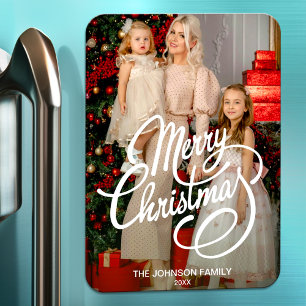 Foto på Cute God jul helgdagskort-familjen Magnet