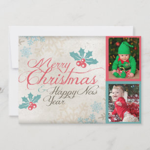 Foto på Cute God jul Twin Spädbarn Julkort