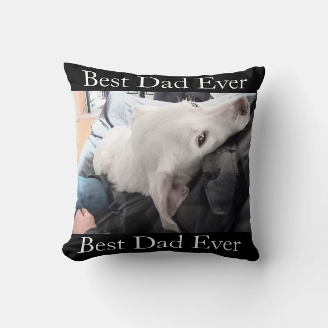 Foto på Cute Hund Best Pappa någonsin Black Kudde (Framsida)