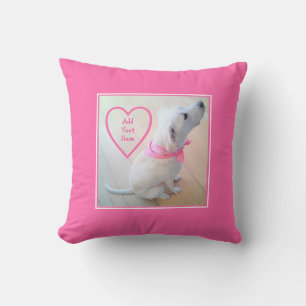Foto på Cute Hund med Rosa Scarf Mors dag Kudde