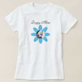 Foto på Cute Hund på Söt Blue Daisy Morsa T Shirt