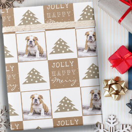 Foto på Cute Hund Puppy Pet Typography Julgran Presentpapper