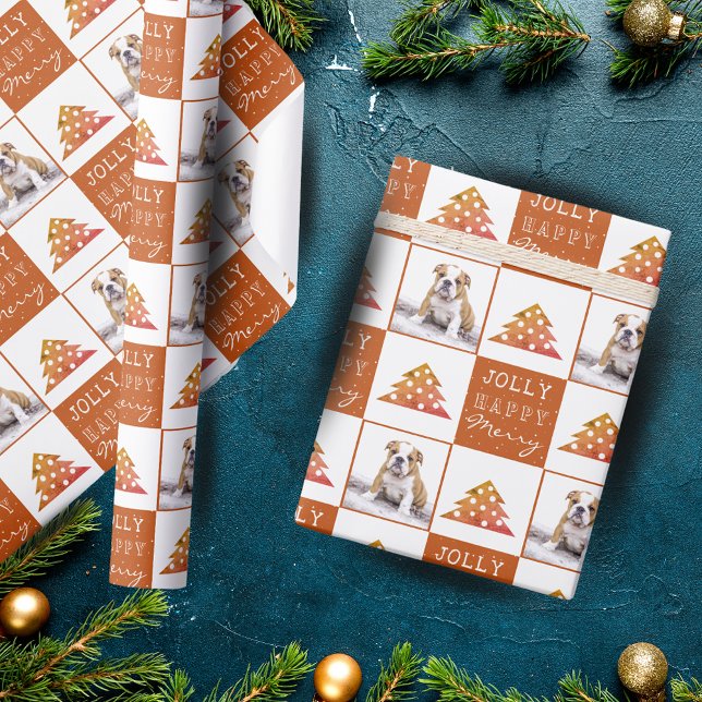 Foto på Cute Hund Puppy Pet Typography Julgran Presentpapper (Skapare uppladdad)