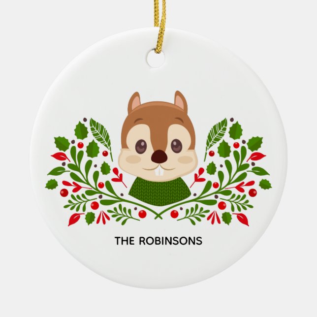 Foto på Cute julekorre Julgransprydnad Keramik (Framsidan)