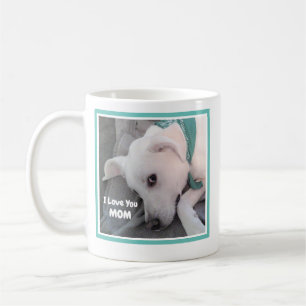 Foto på Cute lazy White Puppy Hund I Kärlek You Ma Kaffemugg