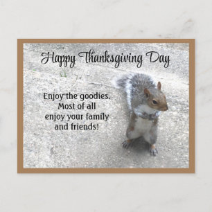 Foto på Cute Little Squirrel med Fluffy Svan Helg Vykort