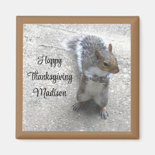 Foto på Cute Little Squirrel med Fluffy Svan Mag Magnet