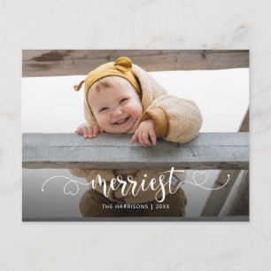 Foto på Cute Merriest Modern Calligraphy Foto Helg Vykort