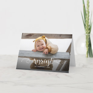 Foto på Cute Merriest Modern Calligraphy Foto Helgkort