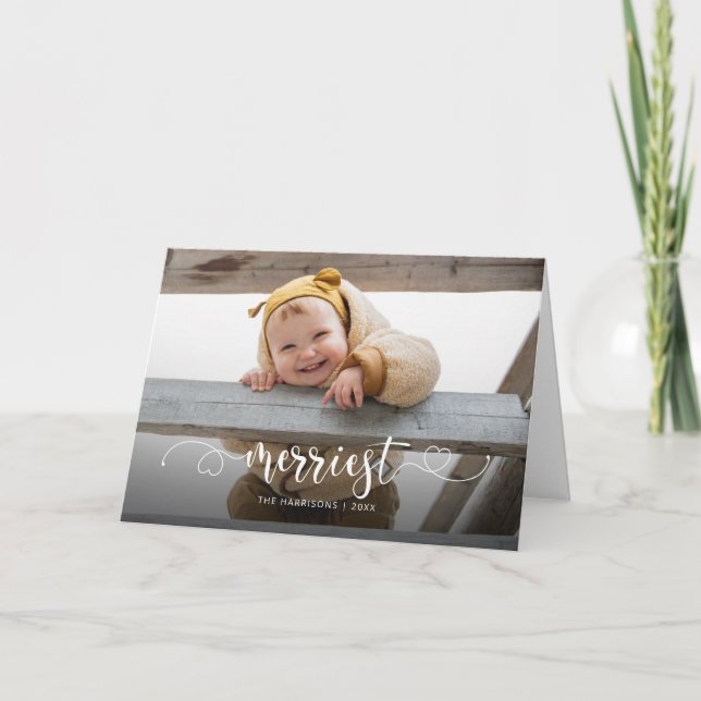 Foto på Cute Merriest Modern Calligraphy Foto Helgkort (Framsida)