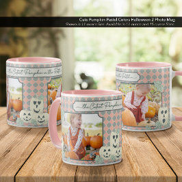 Foto på Cute Pumpkin-Pastel Färg Halloween 2 Mugg