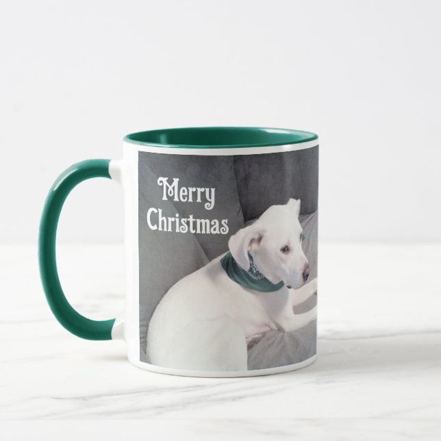 Foto på Cute Puppy Hund God jul Mugg (Vänster)