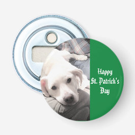 Foto på Cute Puppy Hund Grönt St. Patrick's Day Flasköppnare
