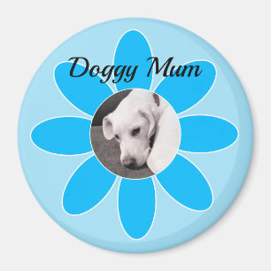 Foto på Cute Puppy Hund i Blå Morsa Ram Magnet