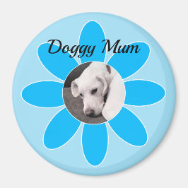 Foto på Cute Puppy Hund i Blue Morsa Ram Magnet