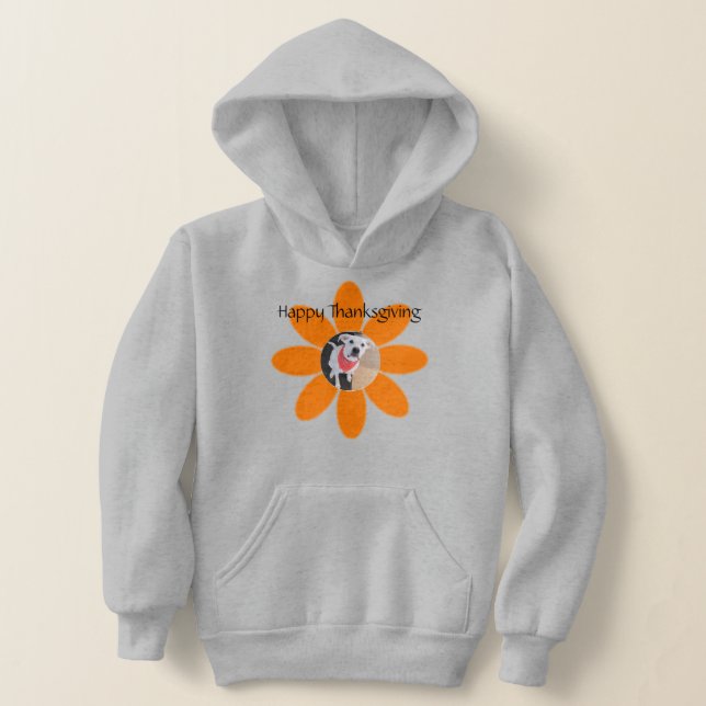 Foto på Cute Puppy Hund i Orange Flower Helgdag T Shirt (Laydown)