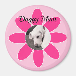 Foto på Cute Puppy Hund i Shock rosa Ram Magnet