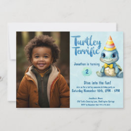 Foto på Cute sköldpadda barns födelsedag Inbjudningar