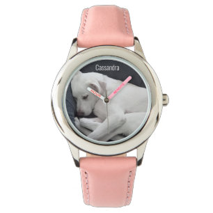 Foto på Cute Sleeping Puppy Hund Add Namn Armbandsur
