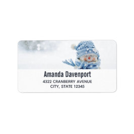 Foto på Cute Snögubbe på vintern - jul Adressetikett