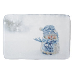 Foto på Cute Snögubbe på vintern - jul Badrumsmatta