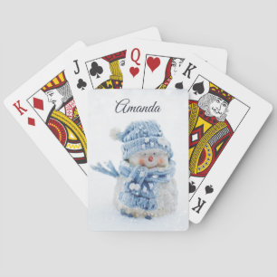 Foto på Cute Snögubbe på vintern - jul Casinokort