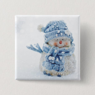 Foto på Cute Snögubbe på vintern - jul Knapp