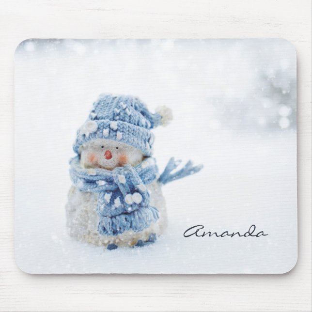 Foto på Cute Snögubbe på vintern - jul Musmatta (Framsidan)