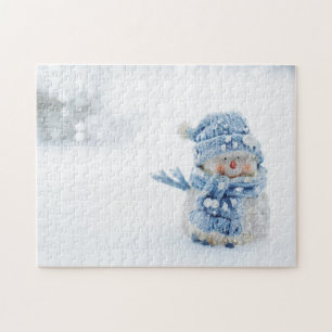 Foto på Cute Snögubbe på vintern - jul Pussel