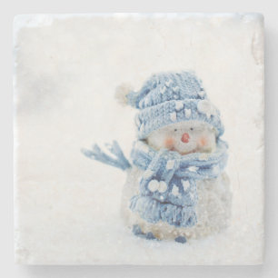 Foto på Cute Snögubbe på vintern - jul Stenunderlägg