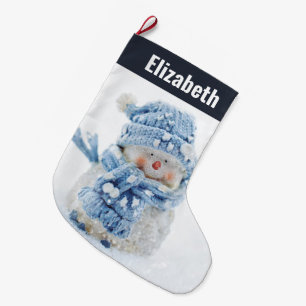 Foto på Cute Snögubbe på vintern - jul Stor Julstrumpa