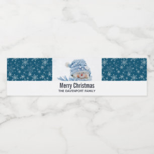 Foto på Cute Snögubbe på vintern - jul Vattenflaskor Etikett