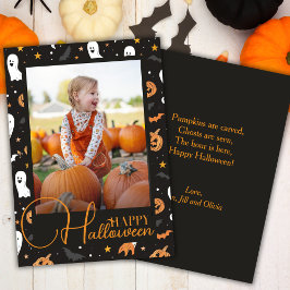 Foto på Cute Spöken och Gourds Happy halloween Julkort