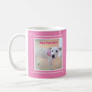 Foto på Cute Sweet White Puppy Hund Rosa Kaffemugg