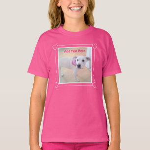 Foto på Cute Sweet White Puppy Hund Rosa T Shirt