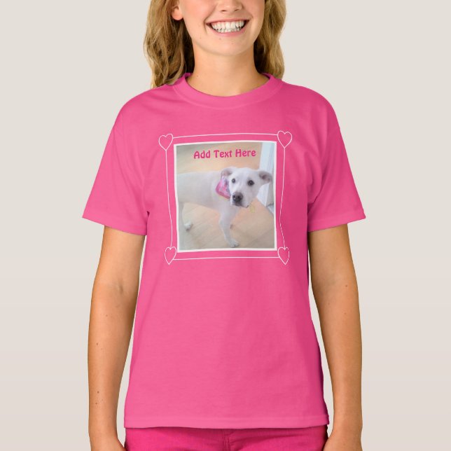 Foto på Cute Sweet White Puppy Hund Rosa T Shirt (Framsida)