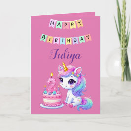 Foto på Cute Unicorn-familjen 2:a födelsekort Tack Kort