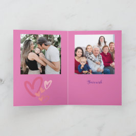 Foto på Cute Unicorn-familjen 2:a födelsekort Tack Kort