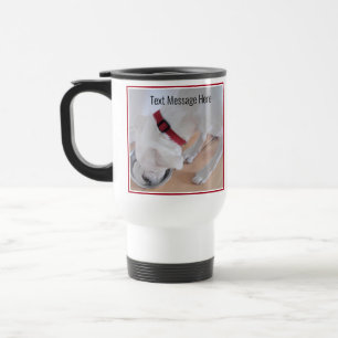 Foto på Cute White Hund Drinking Vatten Get well Resemugg