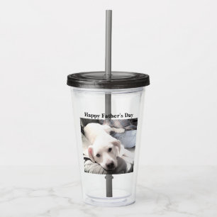 Foto på Cute White Hund Hanging out med Pappa Gr Take Away Mugg