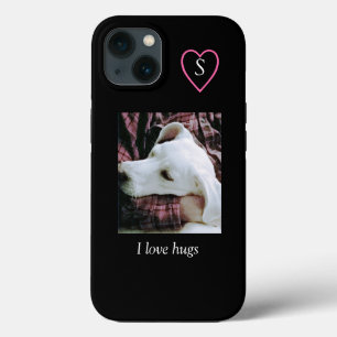 Foto på Cute White Hund I Kärlek Hugs Black