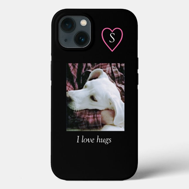 Foto på Cute White Hund I Kärlek Hugs Black (Baksida)