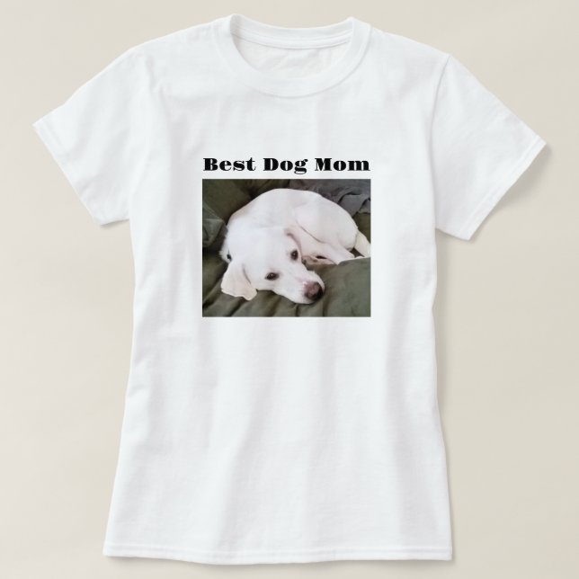 Foto på Cute White Puppy Hund Best Mamma T Shirt (Design framsida)