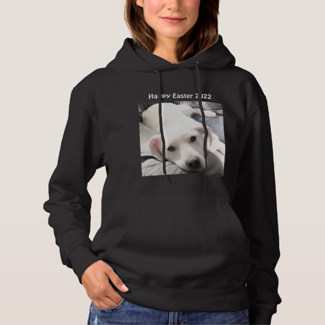 Foto på Cute White Puppy Hund Gift Black T Shirt (Framsida)
